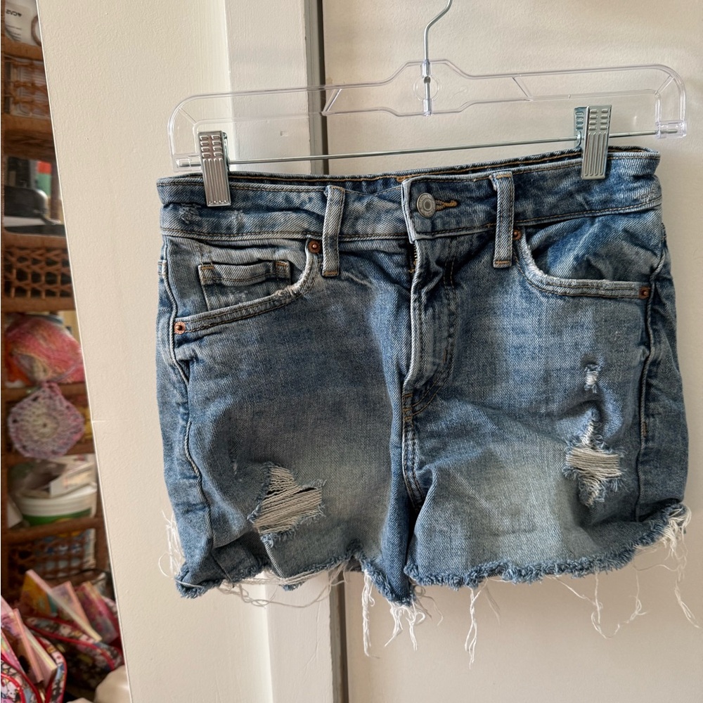 Old Navy Blue Distressed Jean Shorts